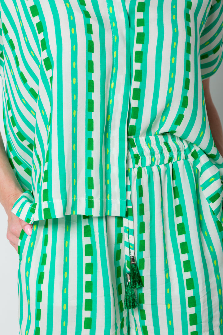 Mariam Shirt Green Stripe Print