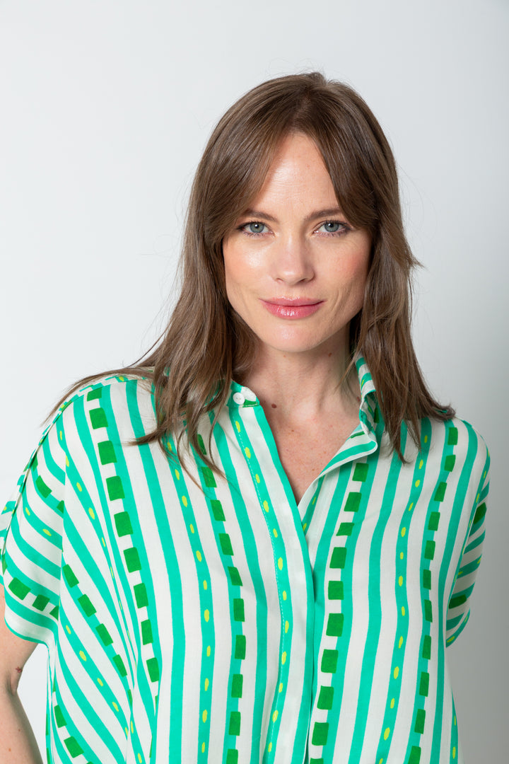 Mariam Shirt Green Stripe Print