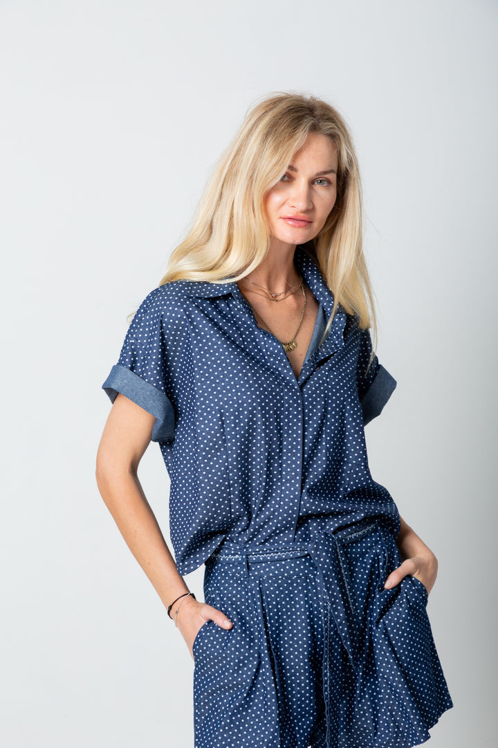 Dani Denim Polka Dot Shacket
