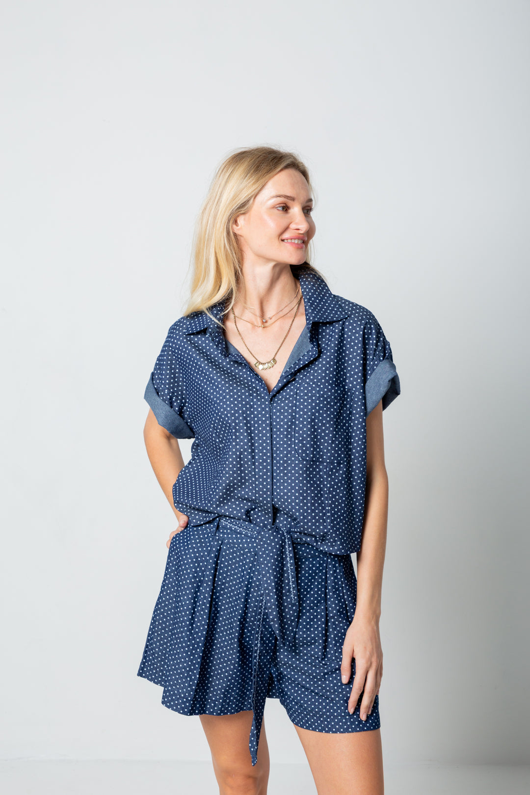 Dani Denim Polka Dot Shacket