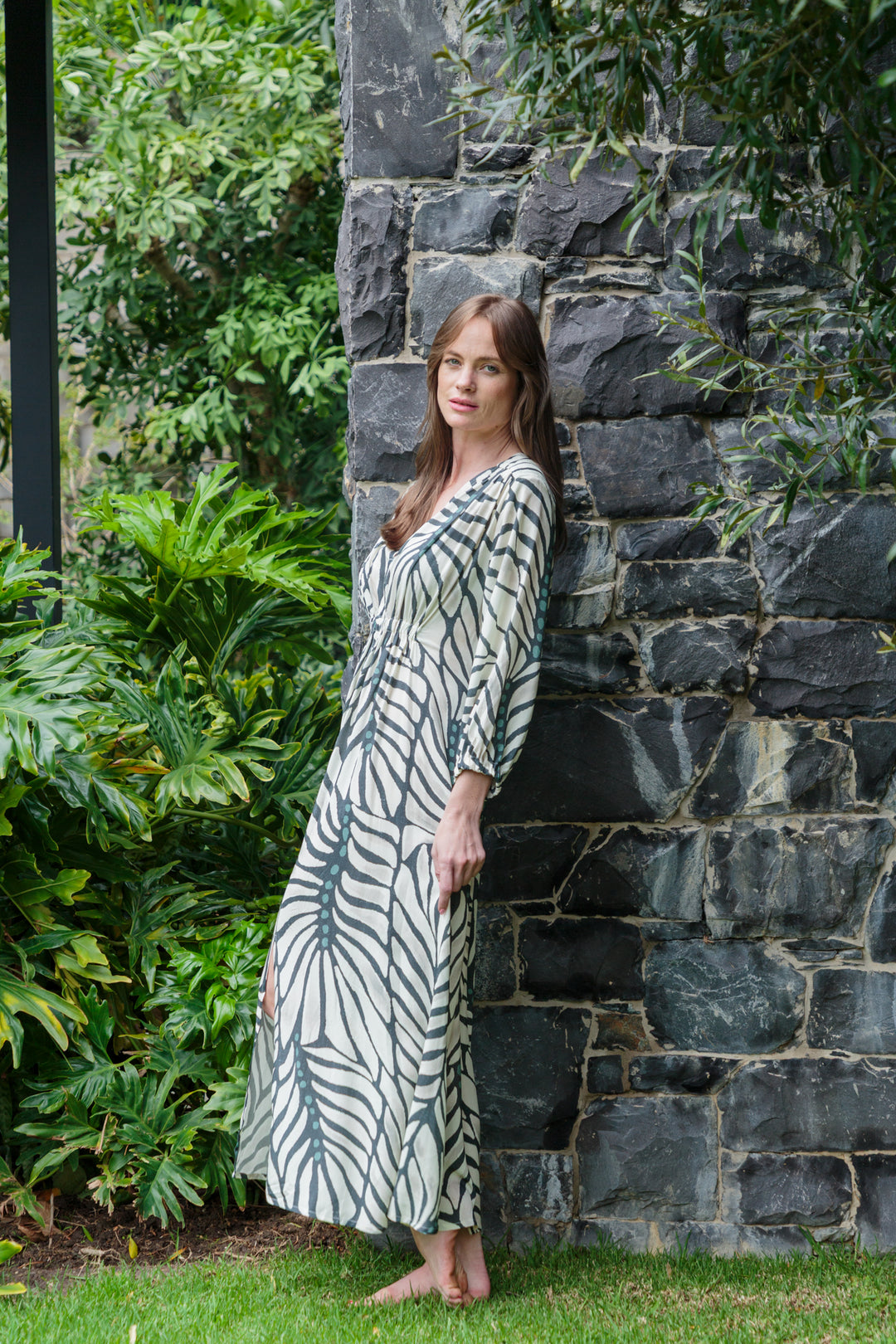 Arniston Dress Blue Zebra Print-DRESSES-Kinda-Kinda