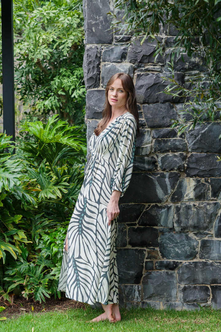 Arniston Dress Blue Zebra Print-DRESSES-Kinda-Kinda