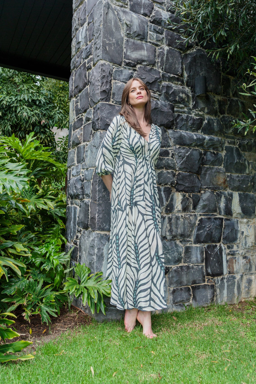 Arniston Dress Blue Zebra Print-DRESSES-Kinda-Kinda