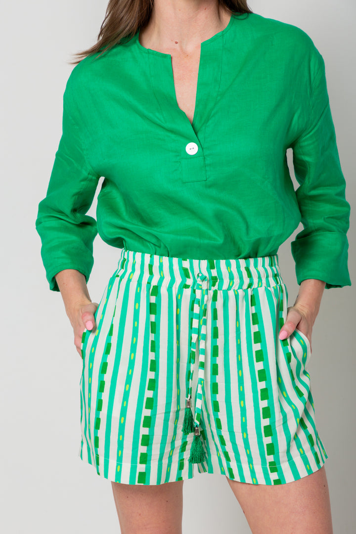 Mykonos Shorts Green Stripe
