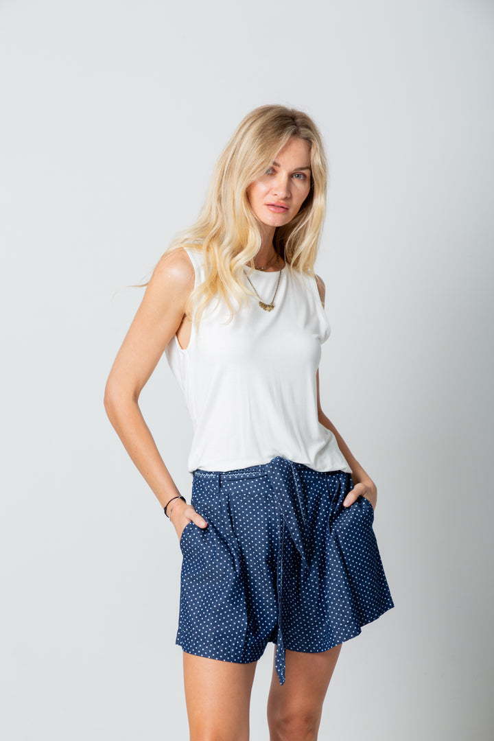 Michelle Shorts Denim Polka Dot-PANTS-Kindacollection-Kinda