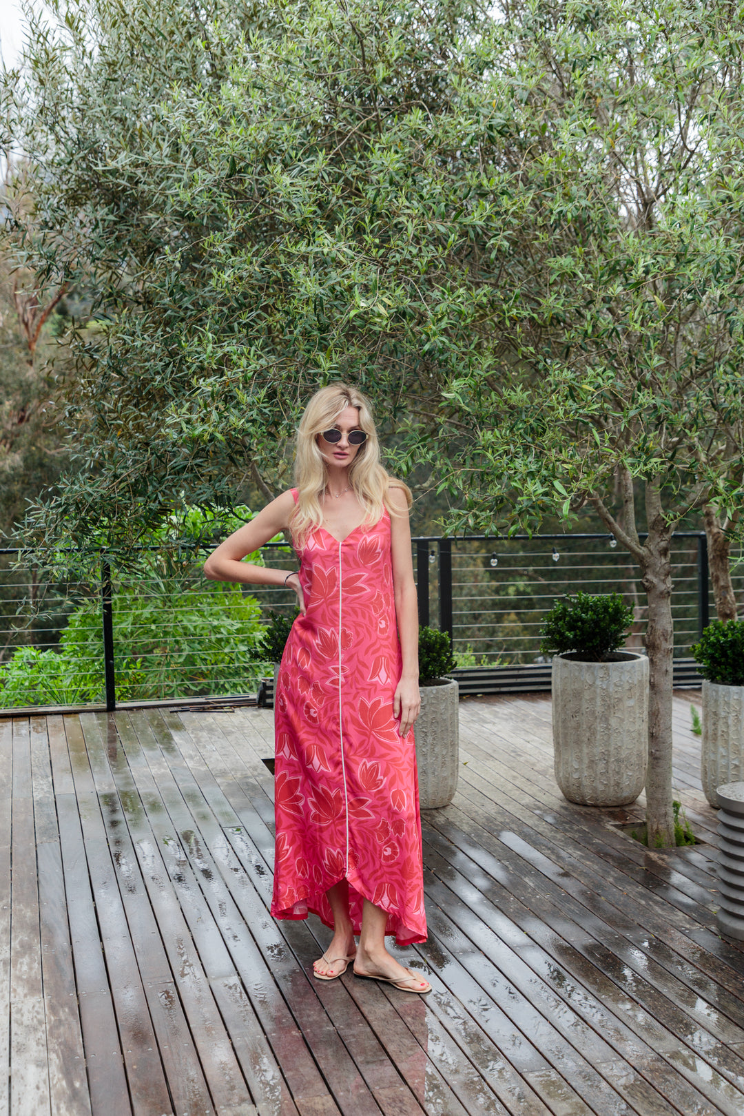 Phoebe Dress Pink Flower Print-DRESSES-kindacollection-Kinda