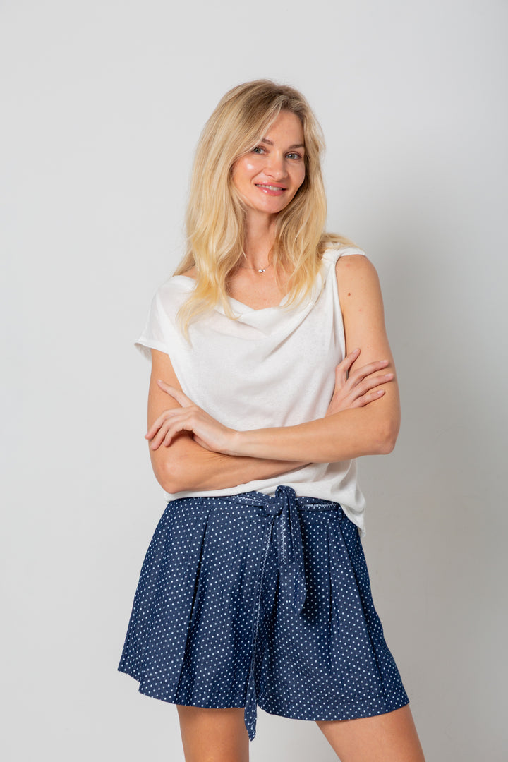Michelle Shorts Denim Polka Dot-PANTS-Kindacollection-Kinda