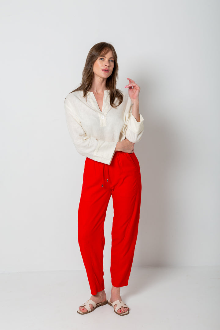 Tiffany Barrel Pants Red-PANTS-Kindacollection-Kinda