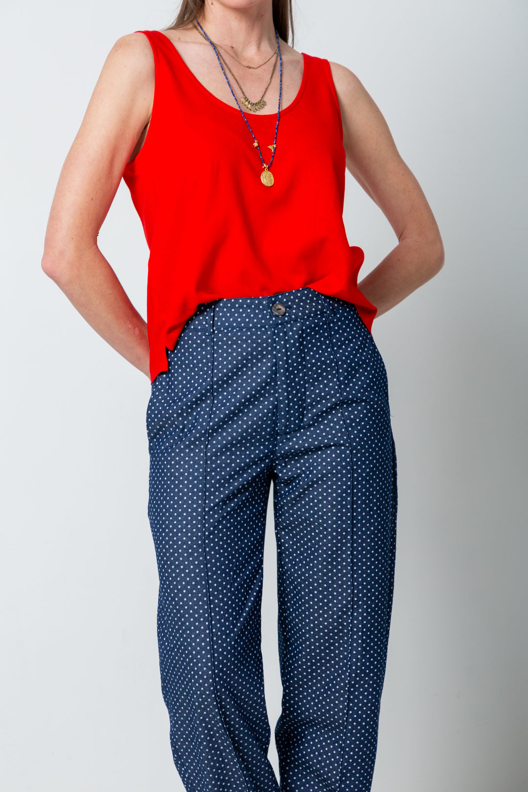 Vera Pants Denim Polka Dot-PANTS-kindacollection-Kinda