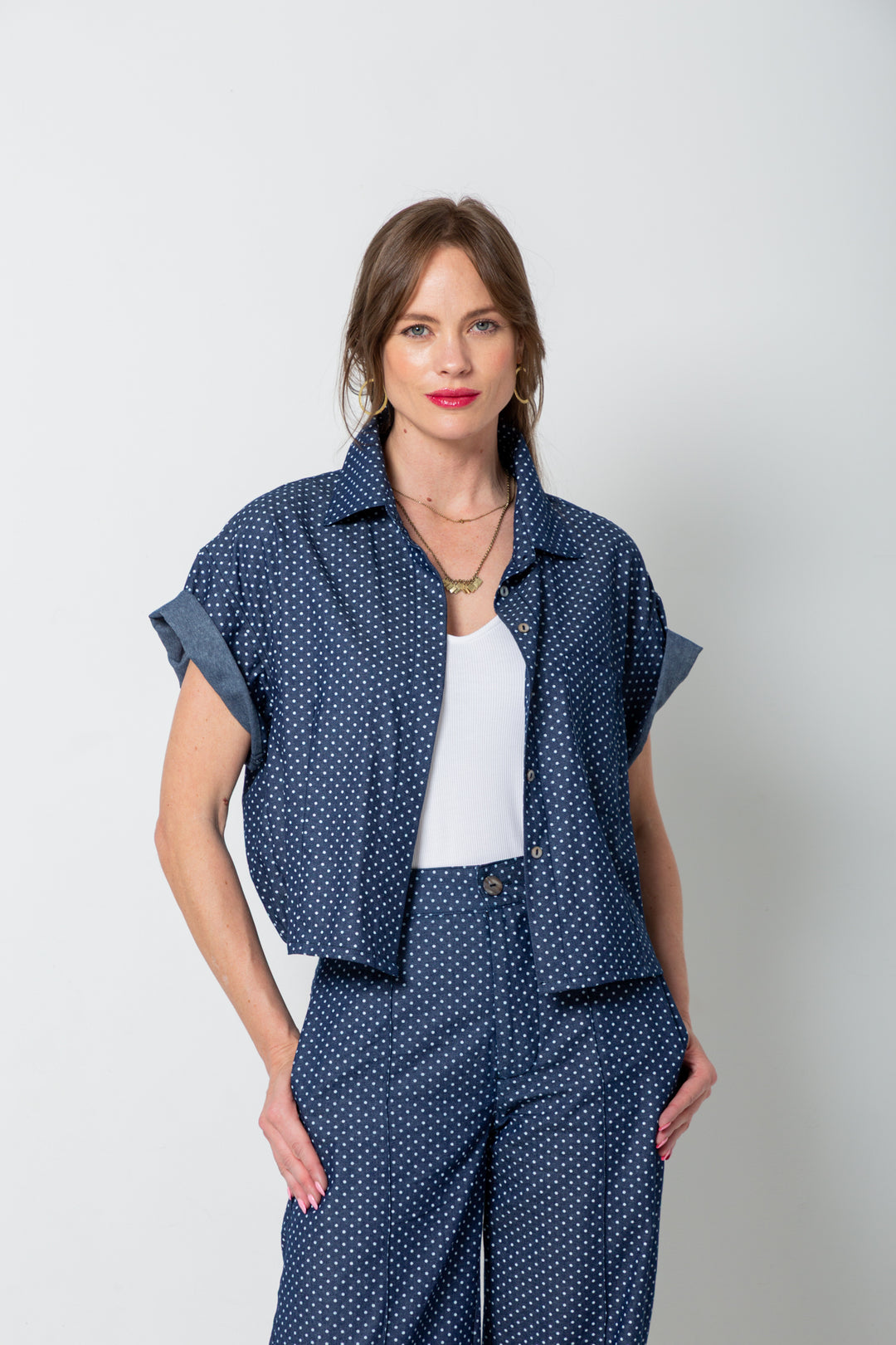 Dani Denim Polka Dot Shacket