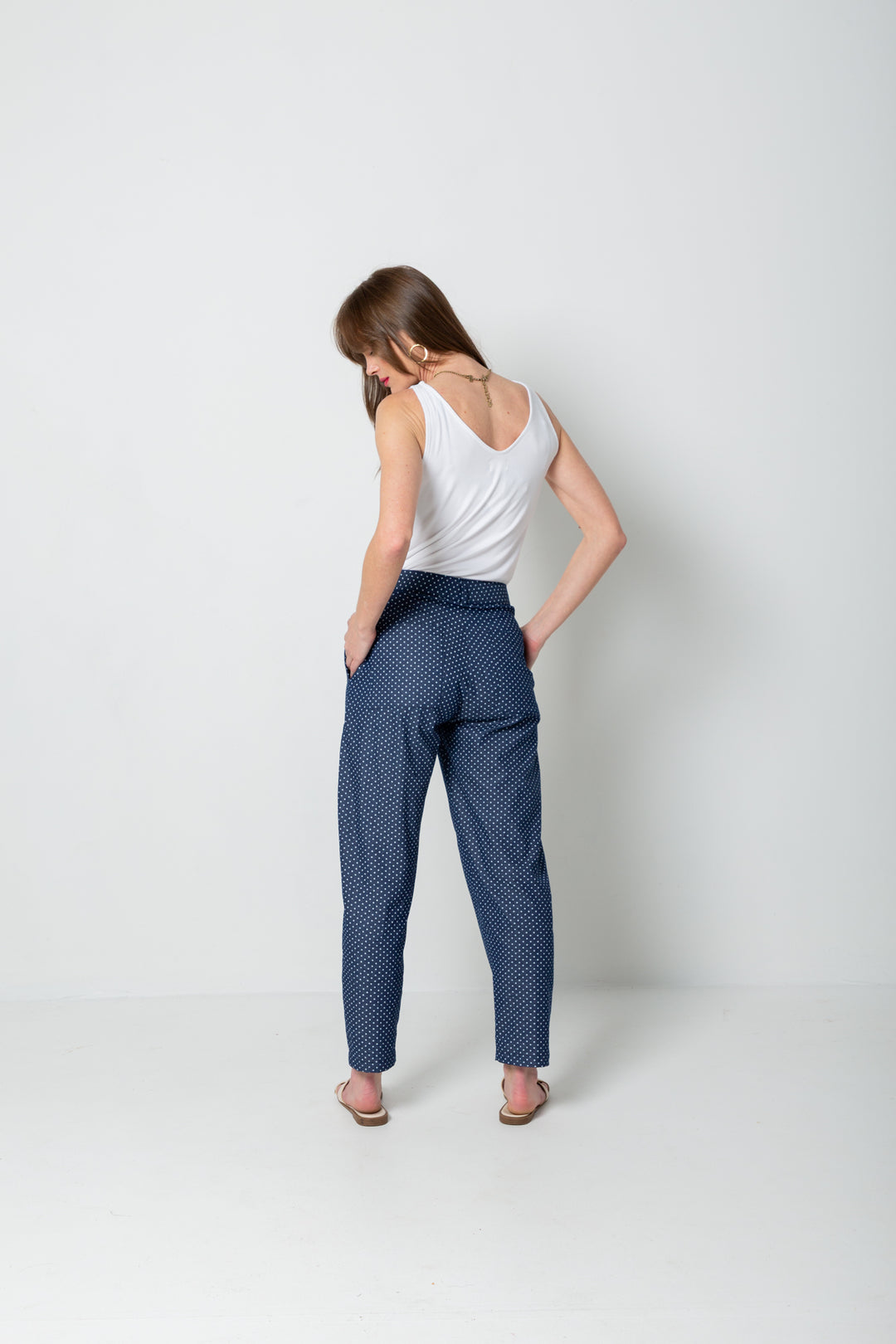 Vera Pants Denim Polka Dot-PANTS-kindacollection-Kinda