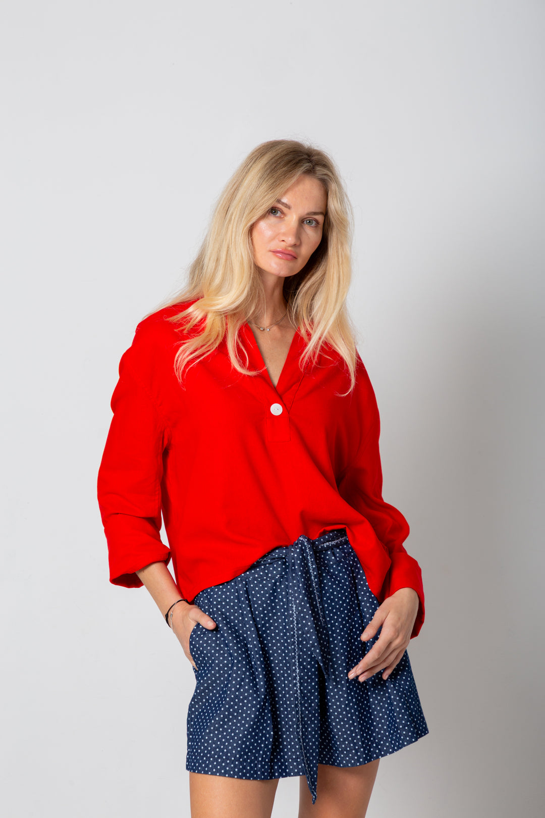 Michelle Shorts Denim Polka Dot-PANTS-Kindacollection-Kinda