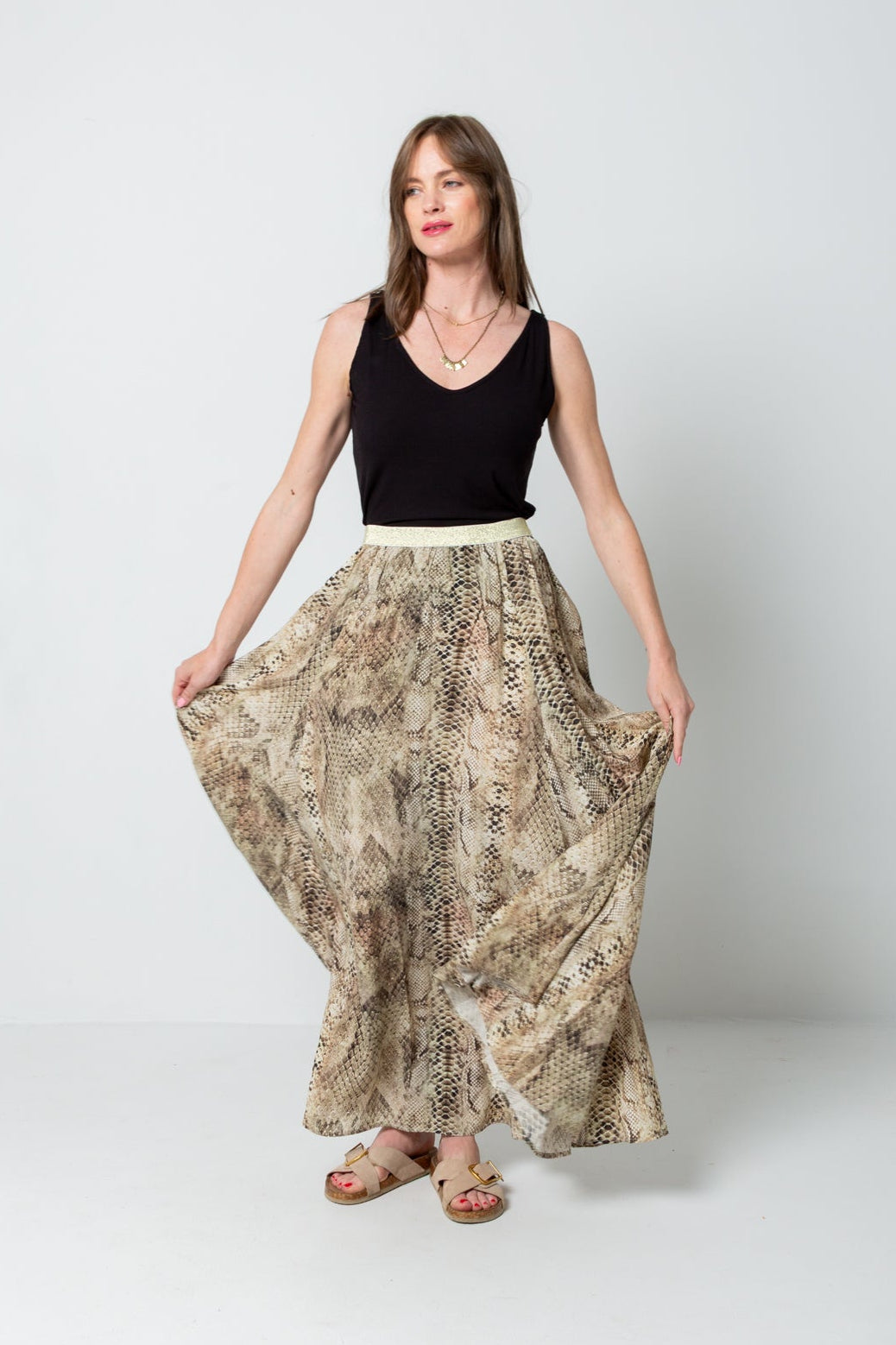 Belinda Skirt Green Snake-SKIRTS-Kindacollection-Kinda