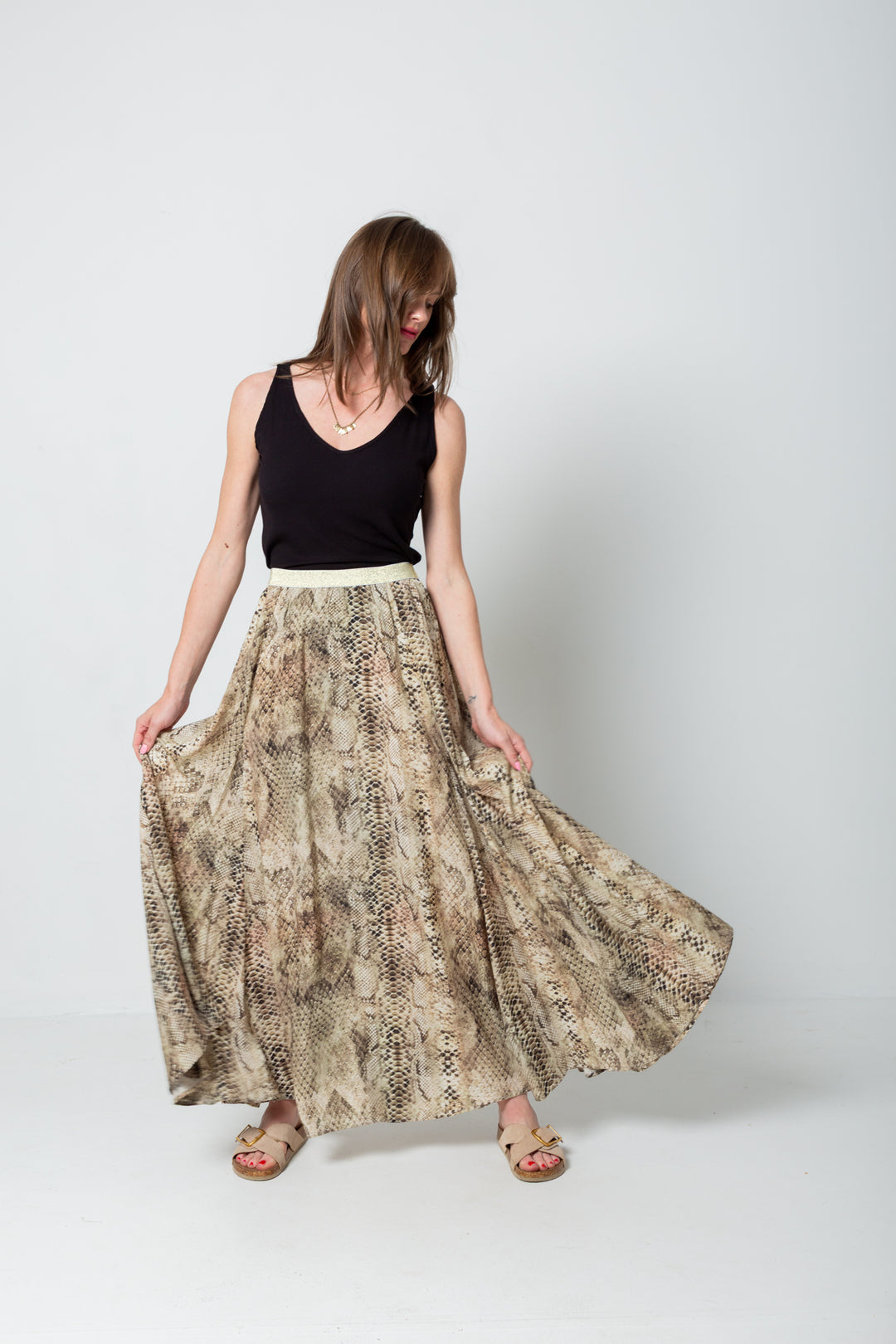 Belinda Skirt Green Snake-SKIRTS-Kindacollection-Kinda