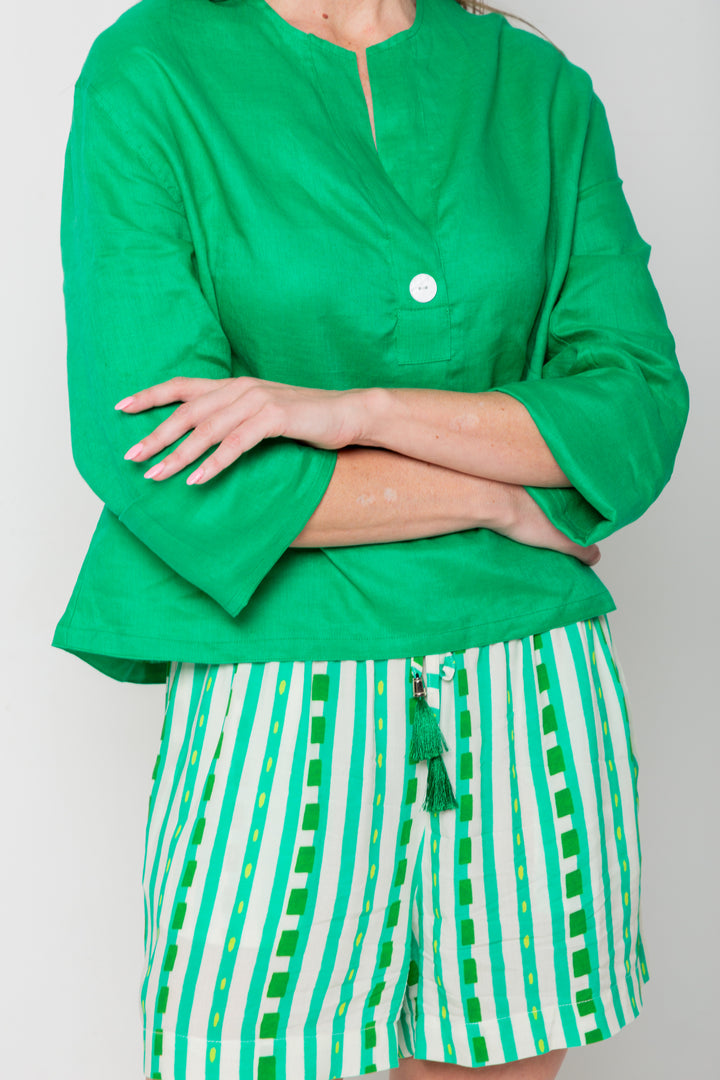 Mykonos Shorts Green Stripe