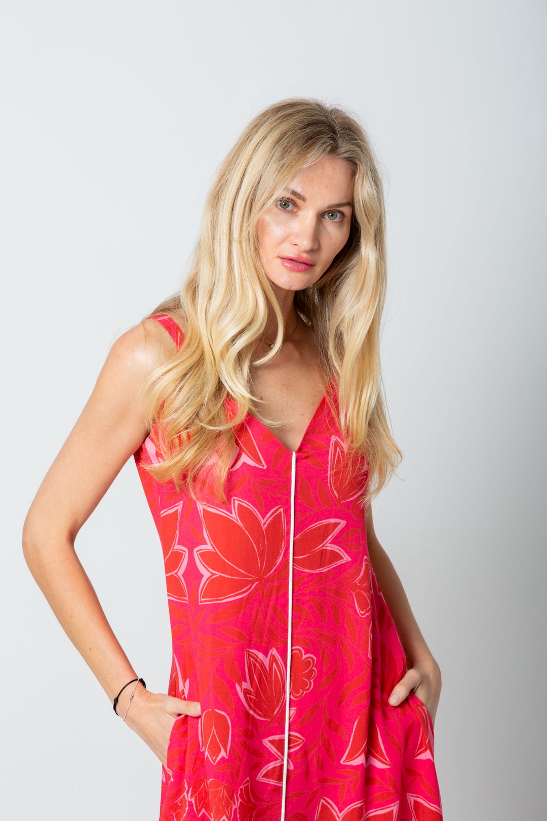 Phoebe Dress Pink Flower Print-DRESSES-kindacollection-Kinda
