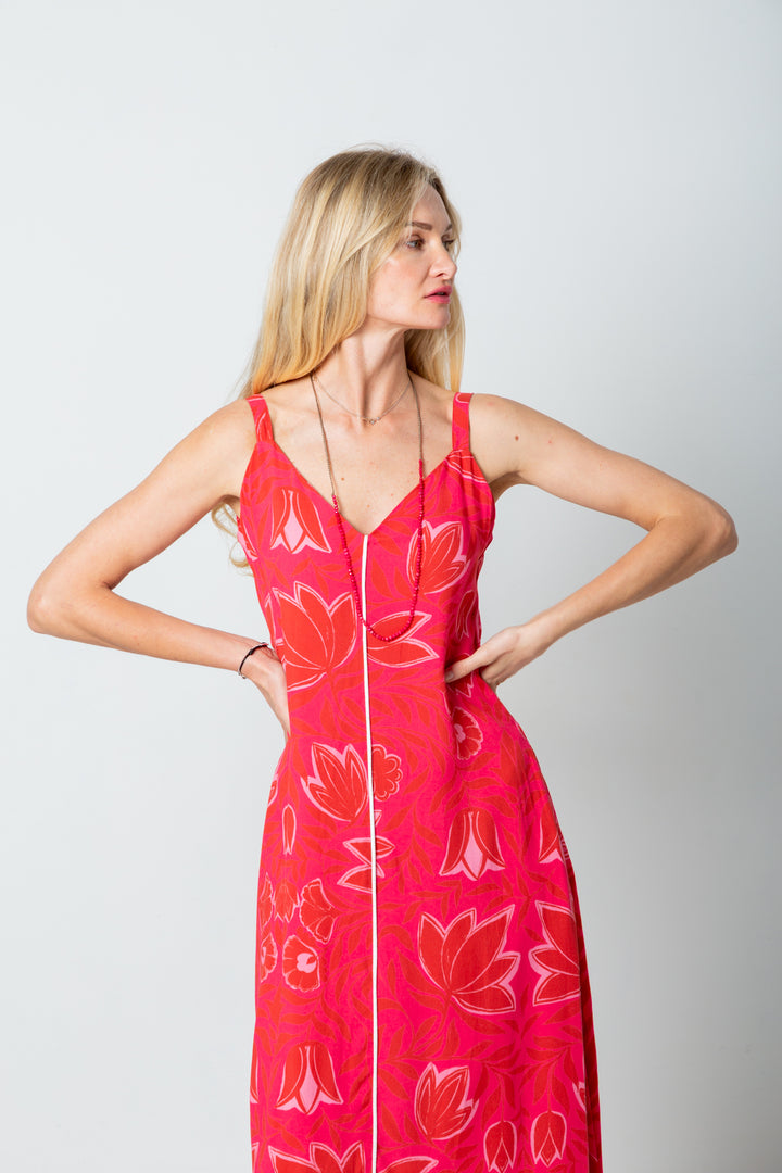 Phoebe Dress Pink Flower Print-DRESSES-kindacollection-Kinda