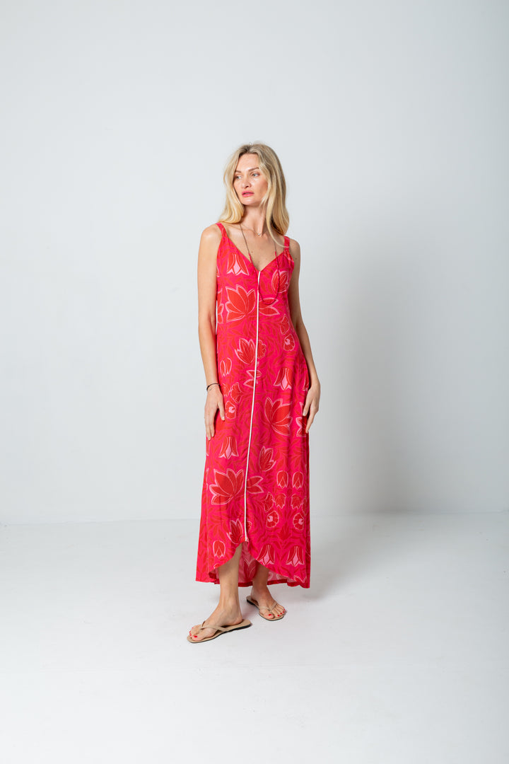 Phoebe Dress Pink Flower Print-DRESSES-kindacollection-Kinda