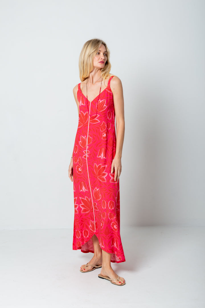 Phoebe Dress Pink Flower Print-DRESSES-kindacollection-Kinda