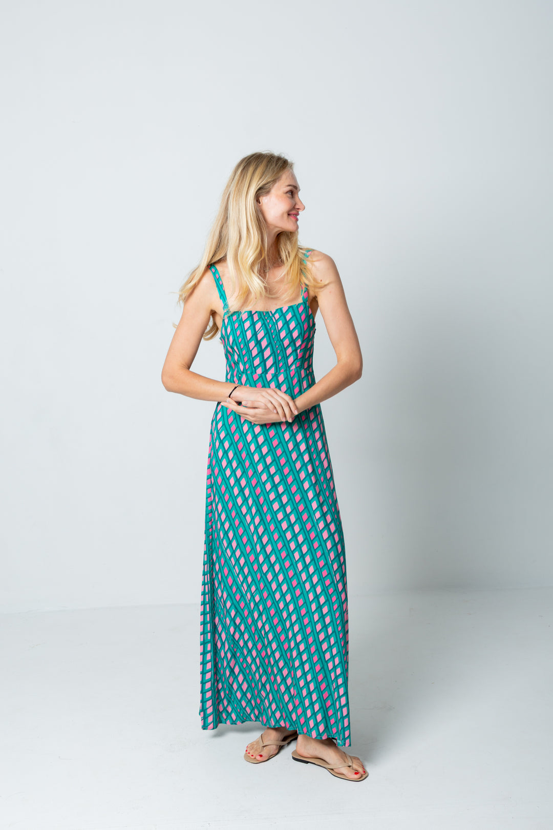 Calista Dress Pink Check Print