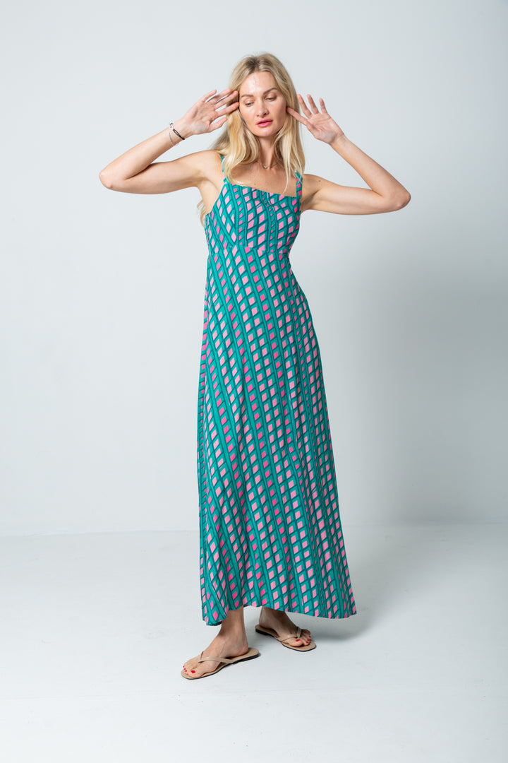 Calista Dress Pink Check Print