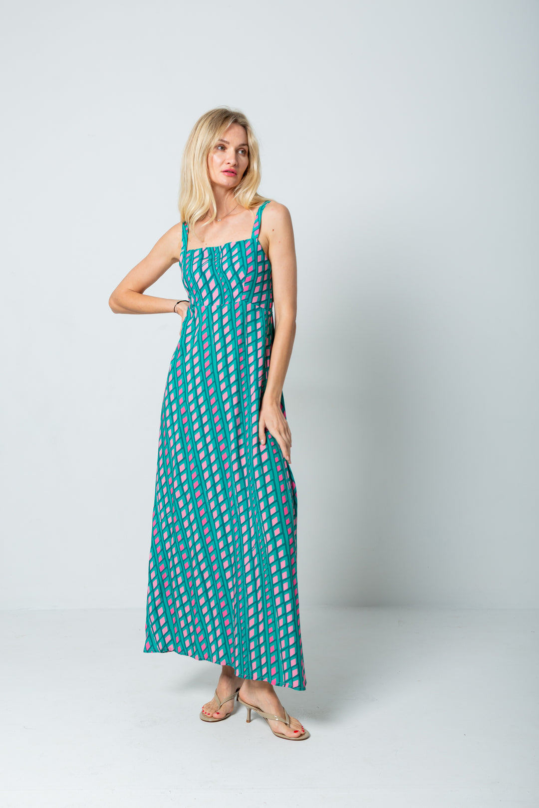 Calista Dress Pink Check Print