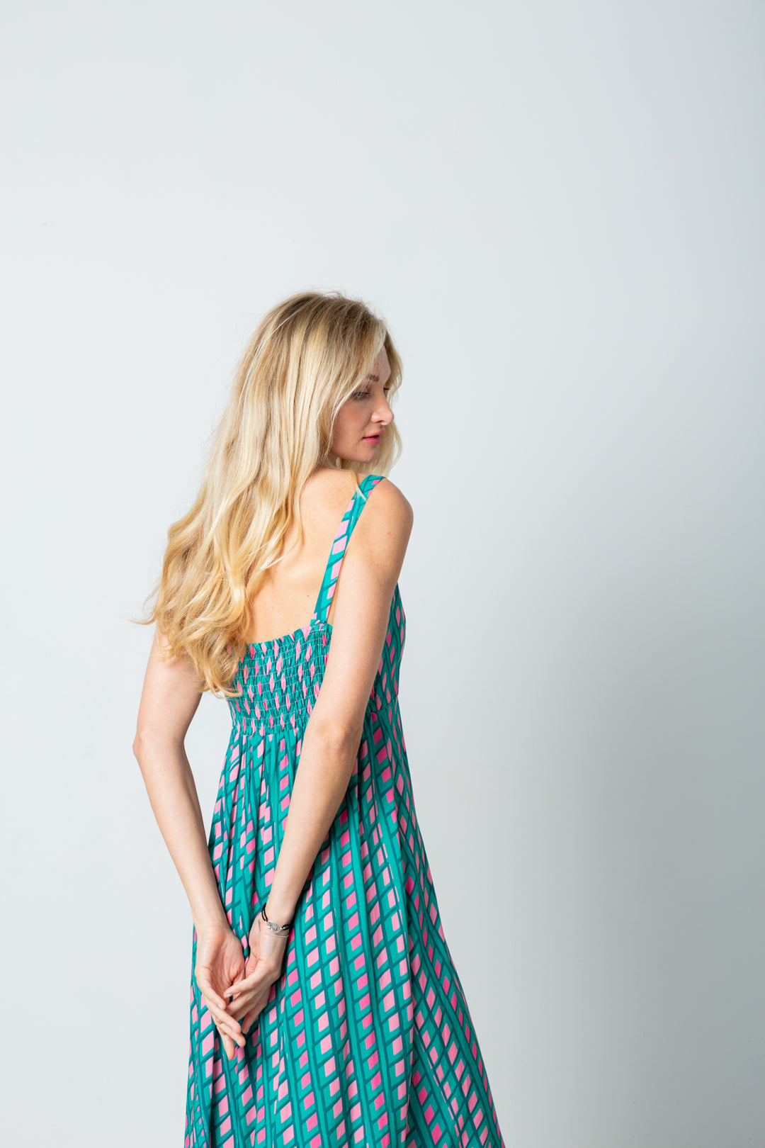 Calista Dress Pink Check Print