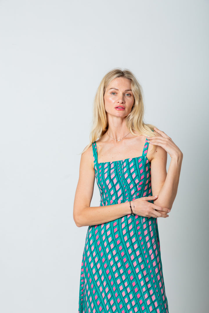 Calista Dress Pink Check Print