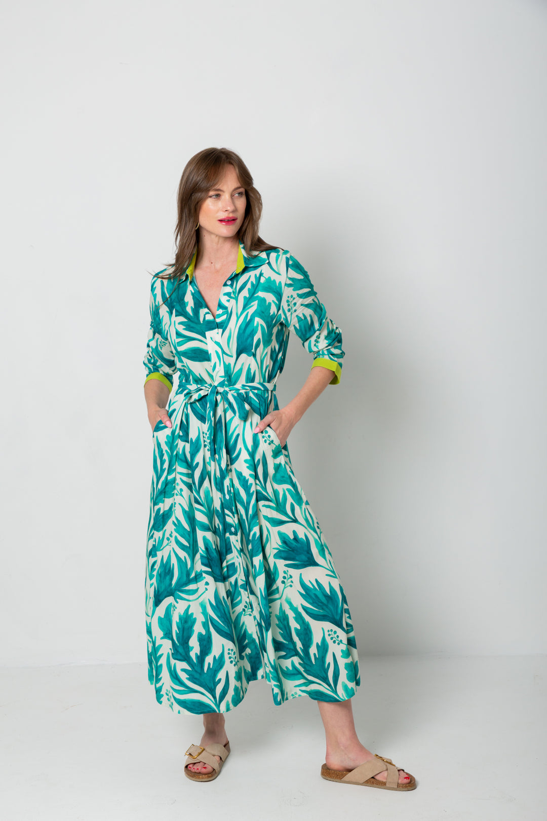 Delilah Dress Berry Leaf Print-DRESSES-kindacollection-Kinda
