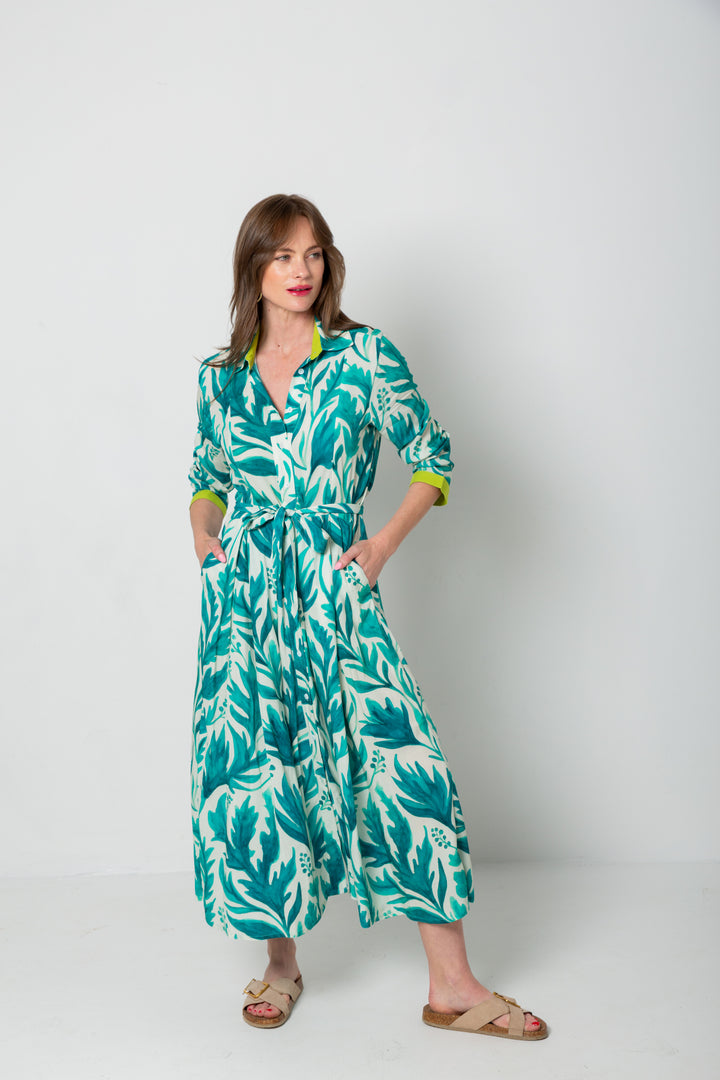 Delilah Dress Berry Leaf Print-DRESSES-kindacollection-Kinda