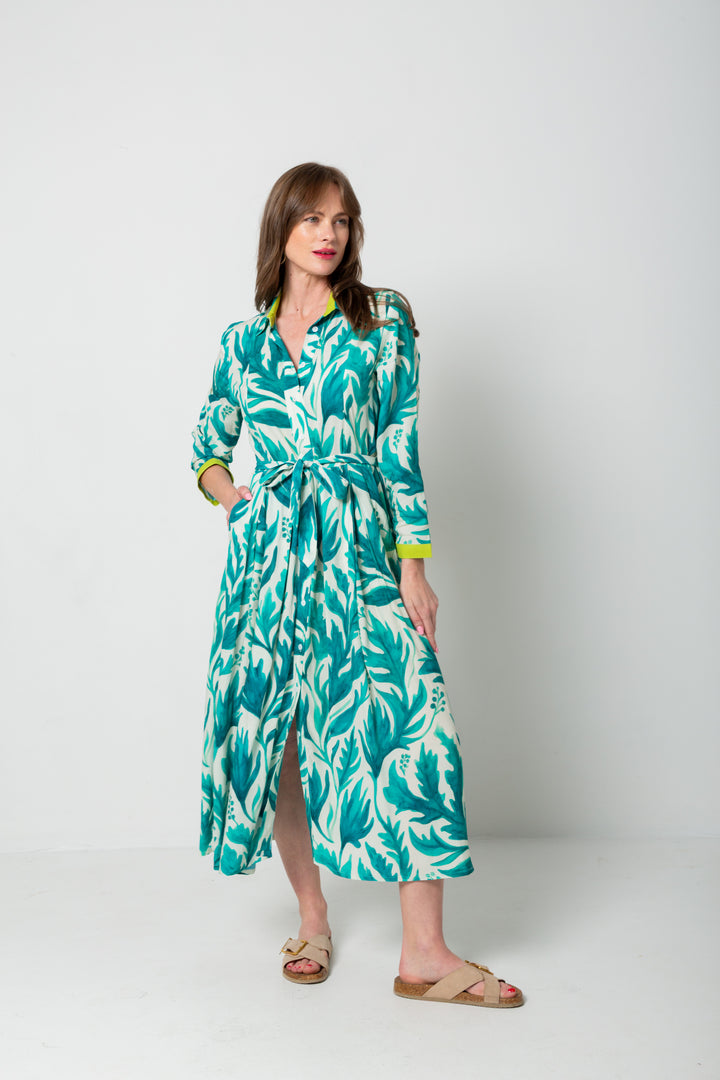 Delilah Dress Berry Leaf Print-DRESSES-kindacollection-Kinda