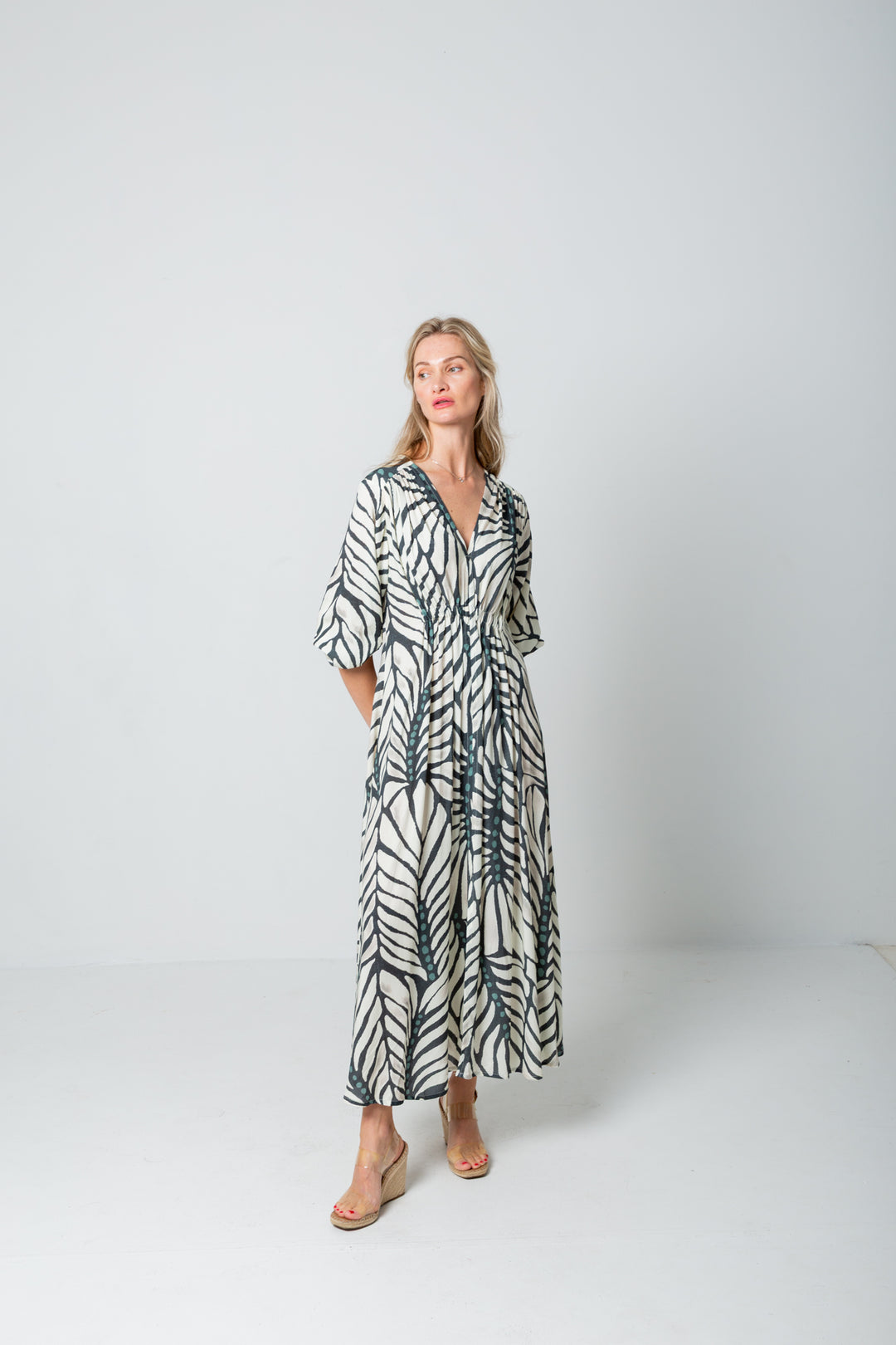 Arniston Dress Blue Zebra Print-DRESSES-Kinda-Kinda