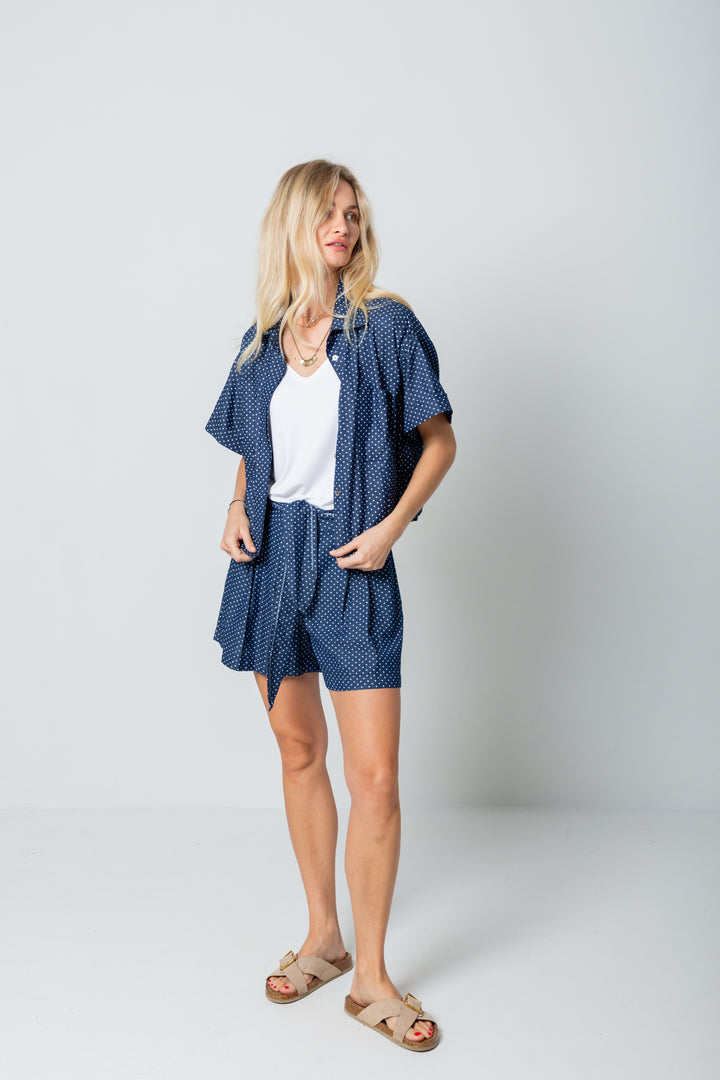 Michelle Shorts Denim Polka Dot-PANTS-Kindacollection-Kinda