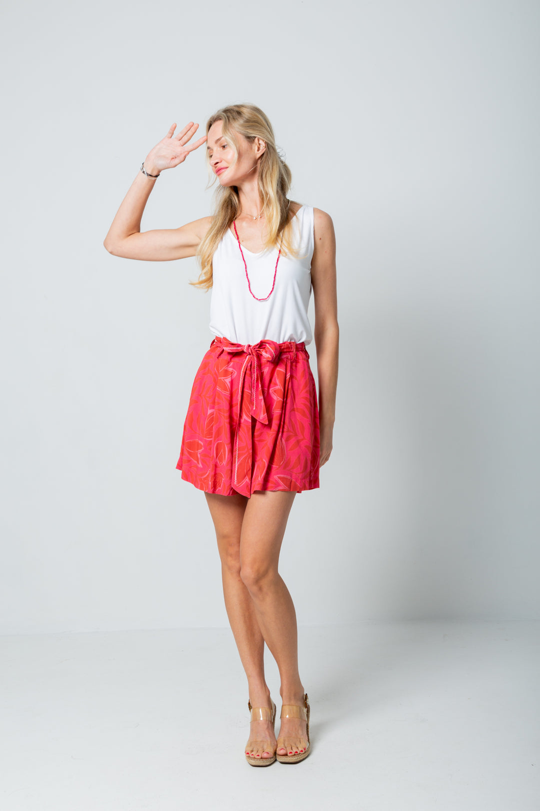 Michelle Shorts Pink Flower Print-PANTS-Kindacollection-Kinda