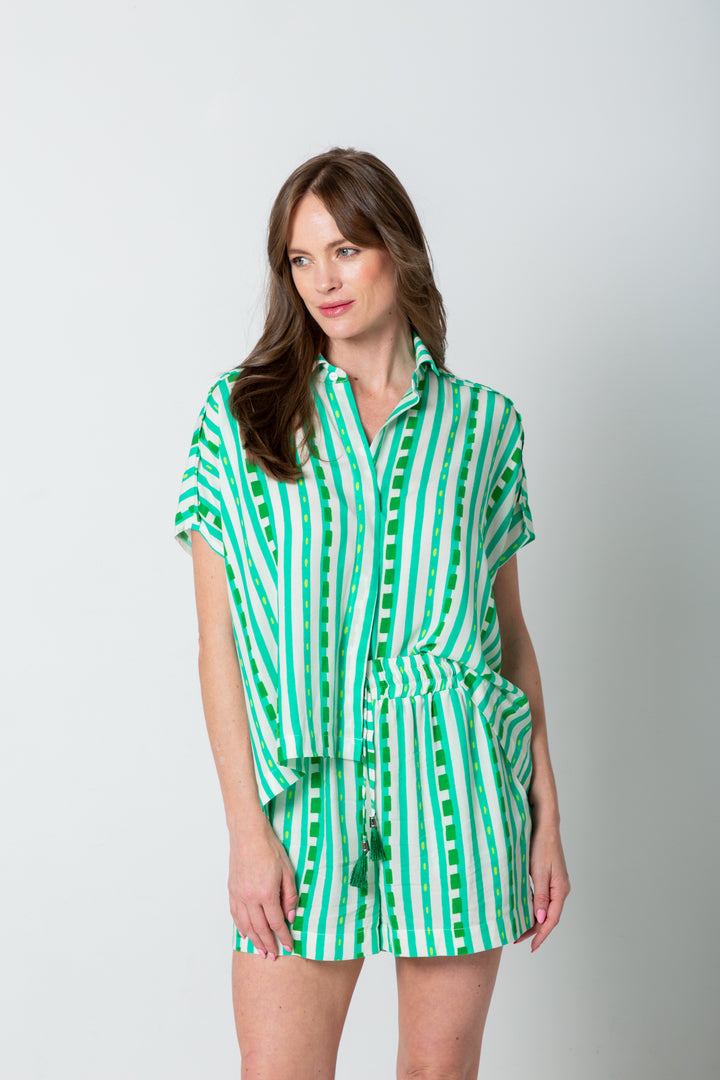 Mariam Shirt Green Stripe Print