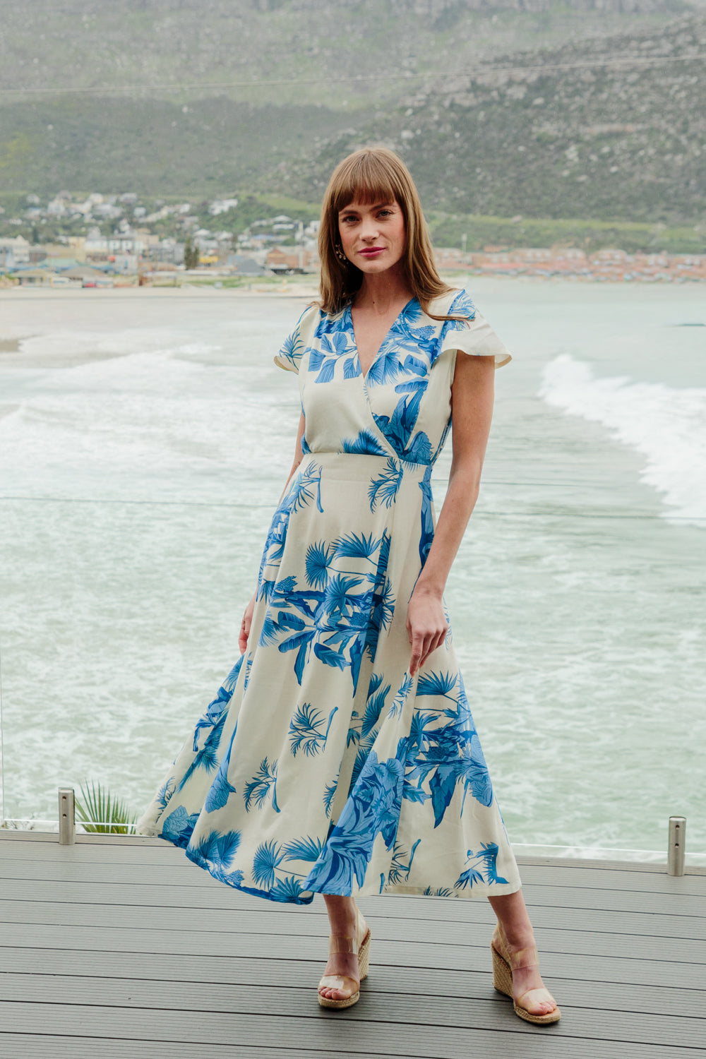 Lily Dress Blue Palm-DRESSES-kindacollection-Kinda