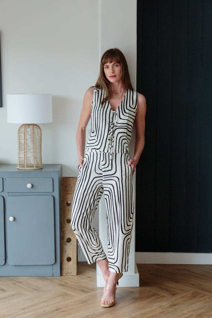 Wilson Waistcoat Black Geo-TOPS-kindacollection-Kinda