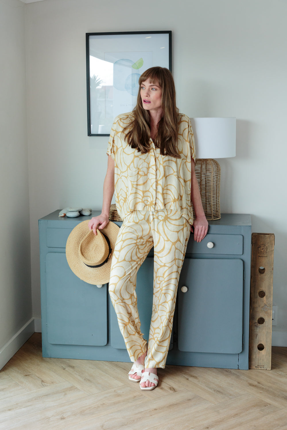 Mariam Shirt Sand Shell Print-PANTS-kindacollection-Kinda