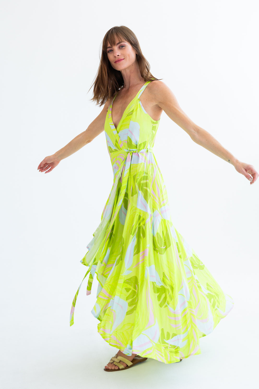 Kea Wrap Dress Luscious Lime-DRESSES-kindacollection-Kinda
