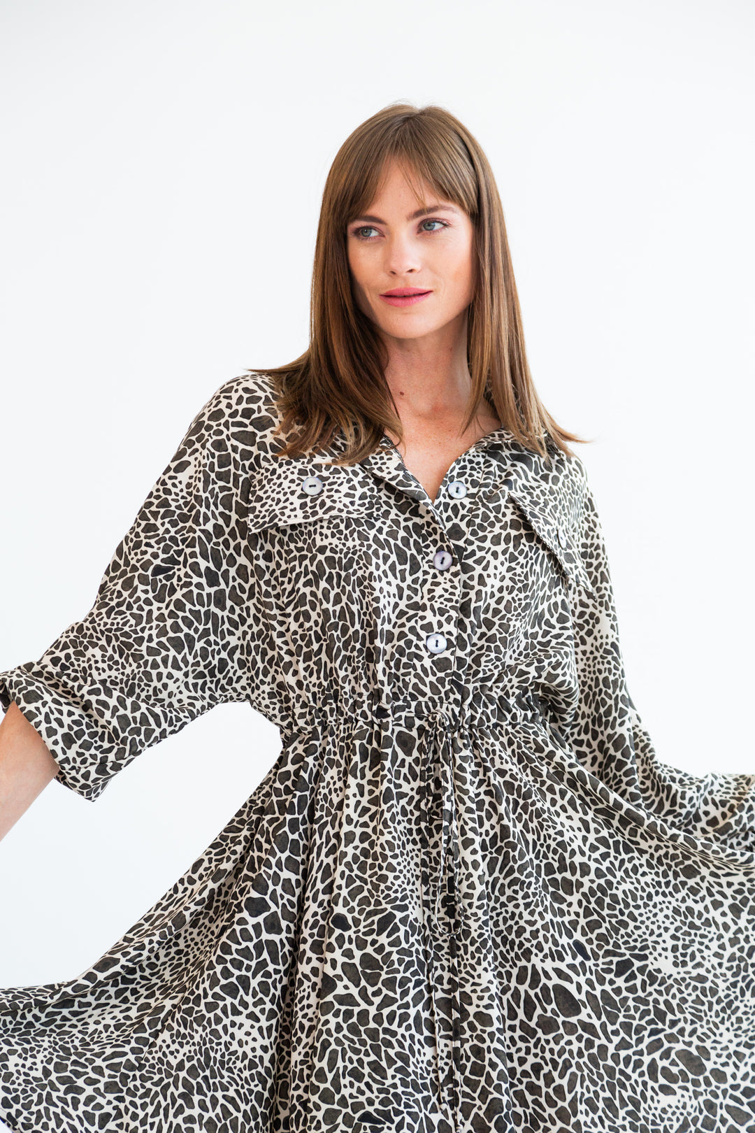 Mika Dress Giraffe Print-DRESSES-kindacollection-Kinda