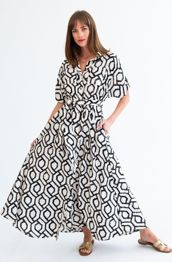 Kate Dress Geometric Print-DRESSES-kindacollection-Kinda