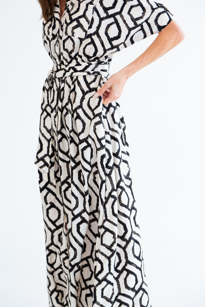Kate Dress Geometric Print-DRESSES-kindacollection-Kinda