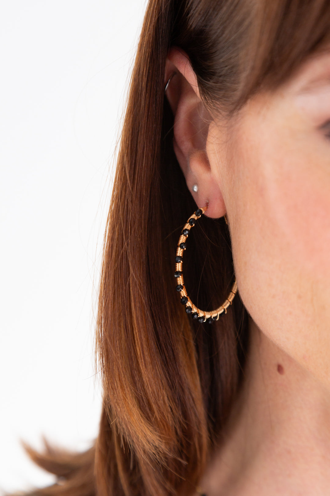 Retro Hoop in Black and Gold Earrings-ACCESSORIES-kindacollection-Kinda