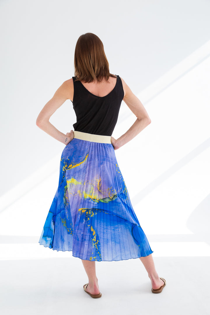 Lagan Skirt Blue Print-SALE SKIRTS-kindacollection-Kinda