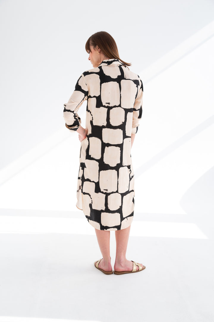 Evie Dress Cream Print-DRESSES-kindacollection-Kinda