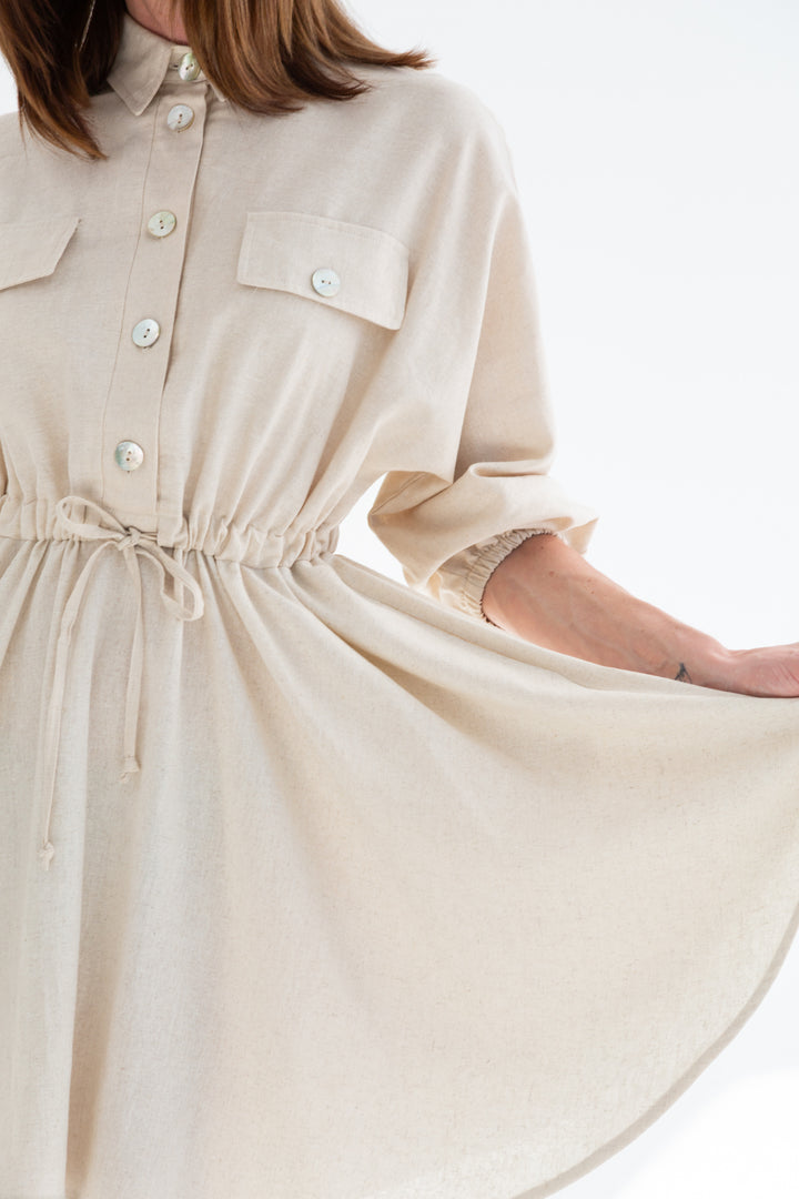 Mika Dress Natural-SALE DRESSES BOTH-kindacollection-Kinda