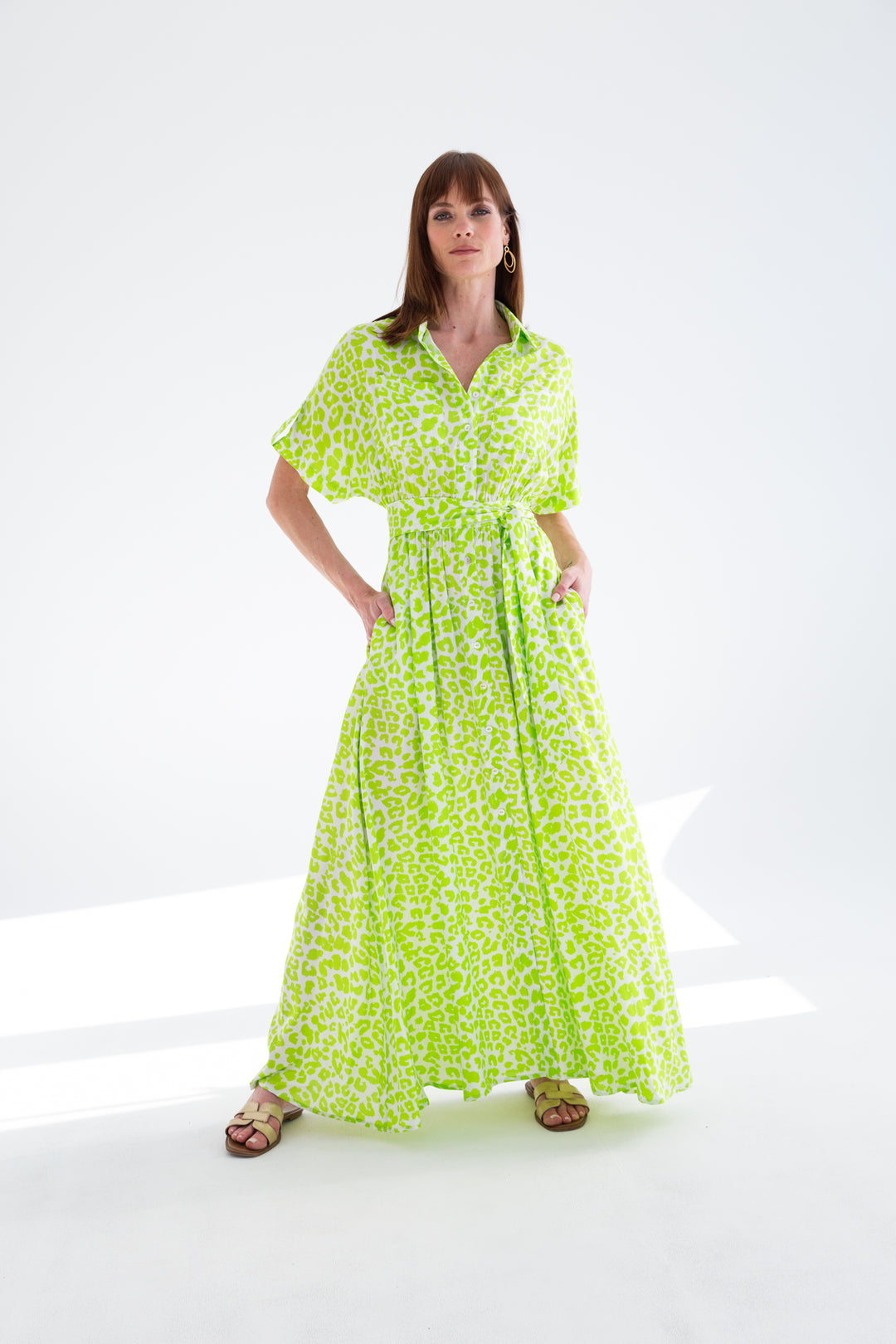 Kate Dress Lime Animal Print-SALE DRESSES BOTH-kindacollection-Kinda