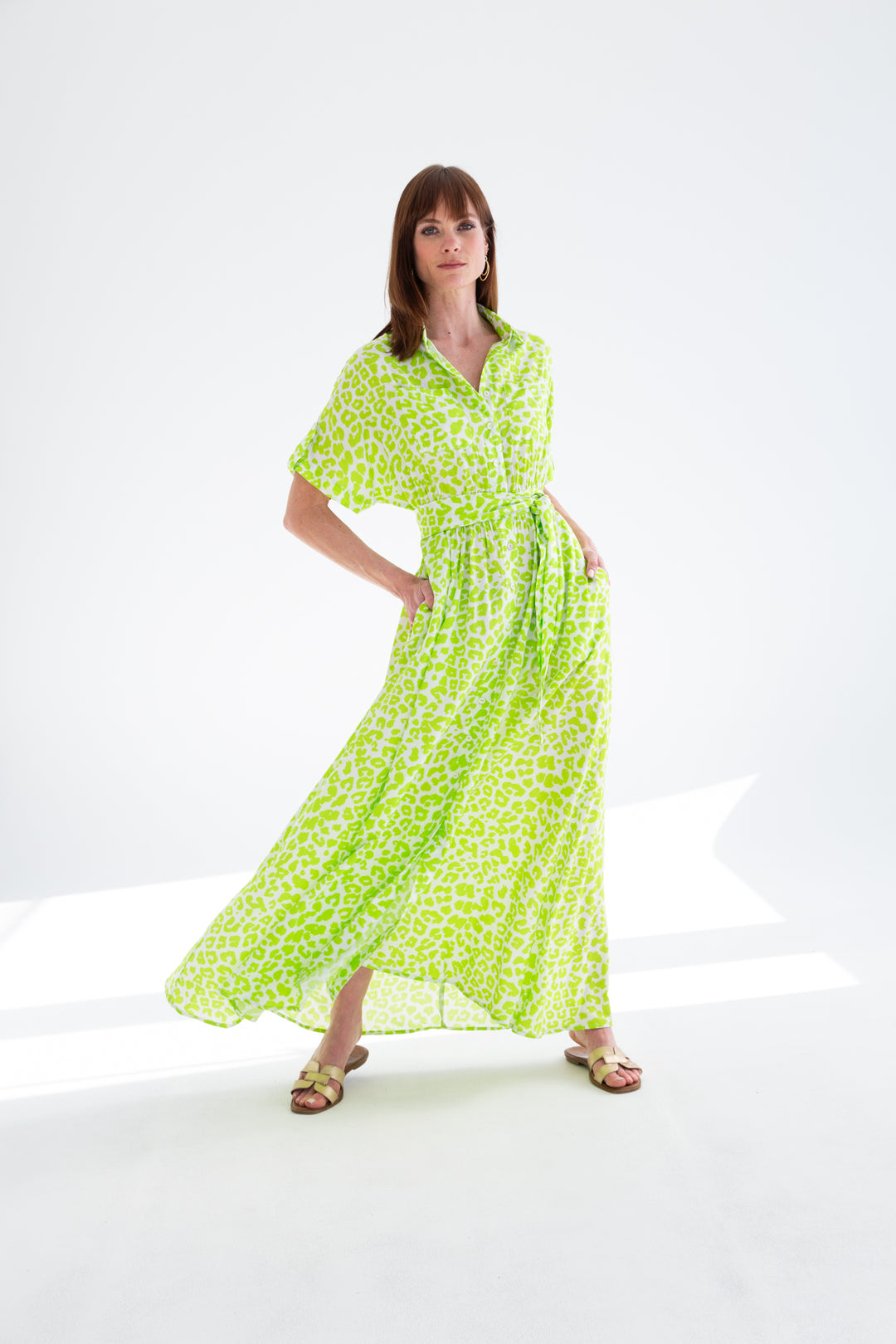 Kate Dress Lime Animal Print-SALE DRESSES BOTH-kindacollection-Kinda