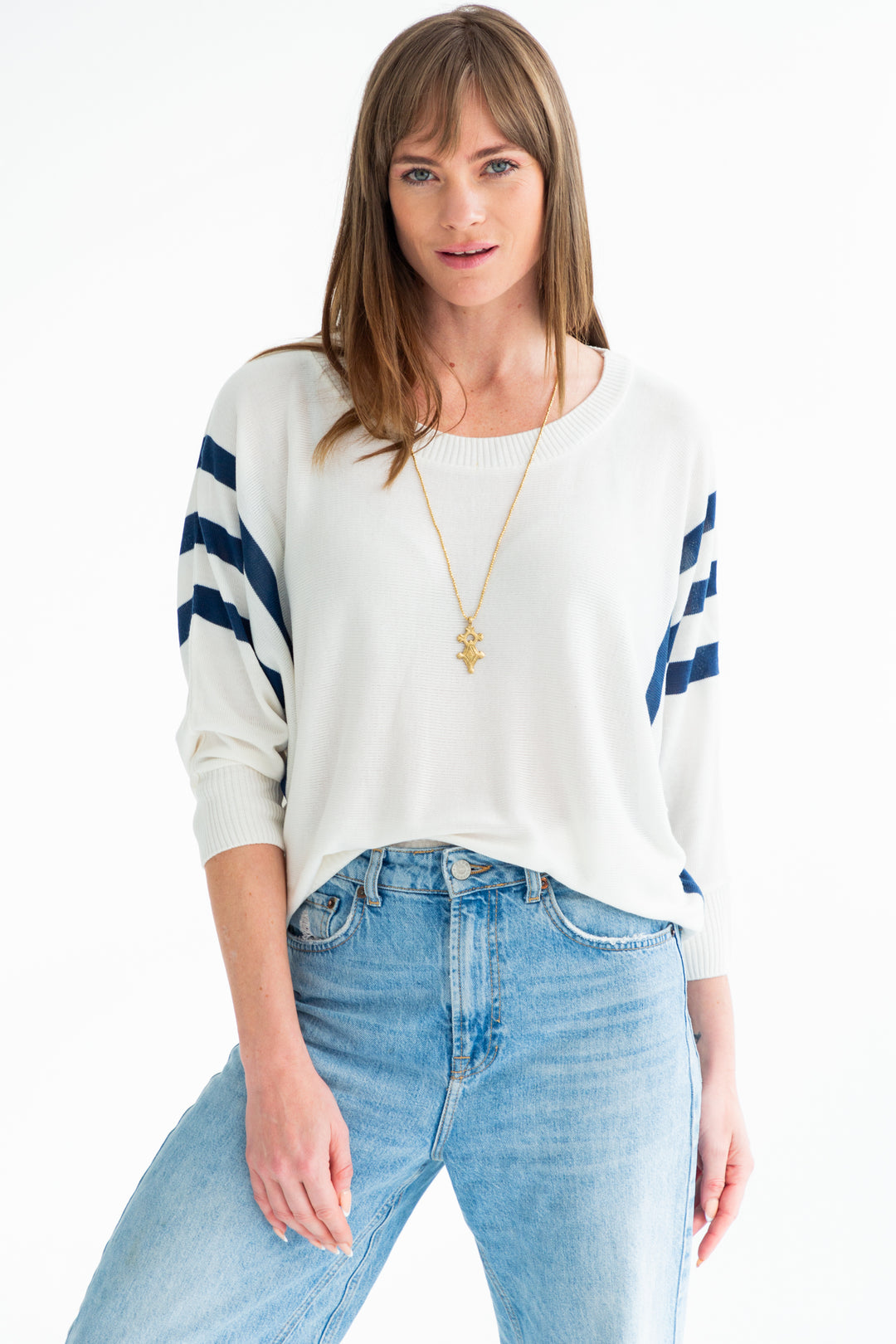 Ali Knit Navy Stripe-TOPS-kindacollection-Kinda