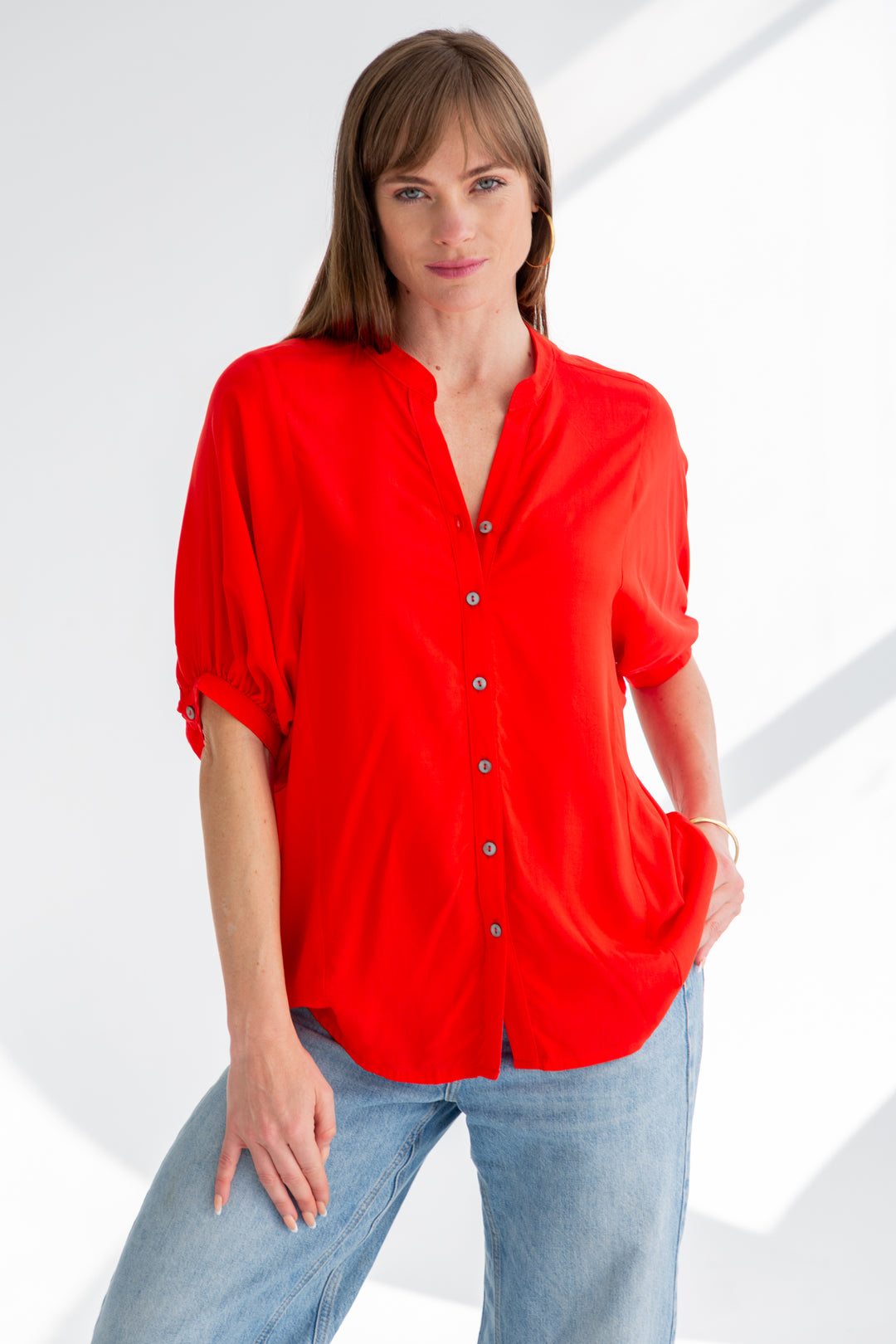 Gabi Blouse Red-TOPS-kindacollection-Kinda